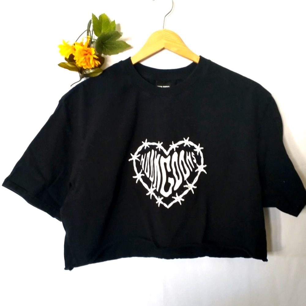 Noon Goons Skate Surf Punk Black And White Streetwear Graphic Crop Top Large